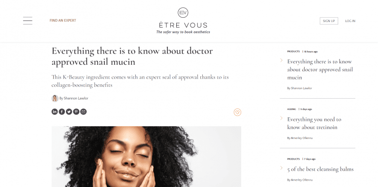 Everything there is to know about doctor approved snail mucin Etre Vous